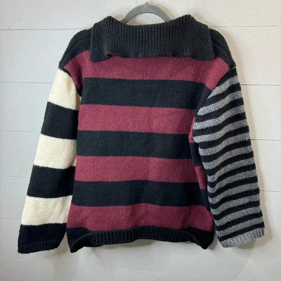 Judy Shop Striped Pull Over Sweater - Black, Red, Cream - Picture 6 of 6